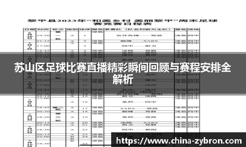 苏山区足球比赛直播精彩瞬间回顾与赛程安排全解析